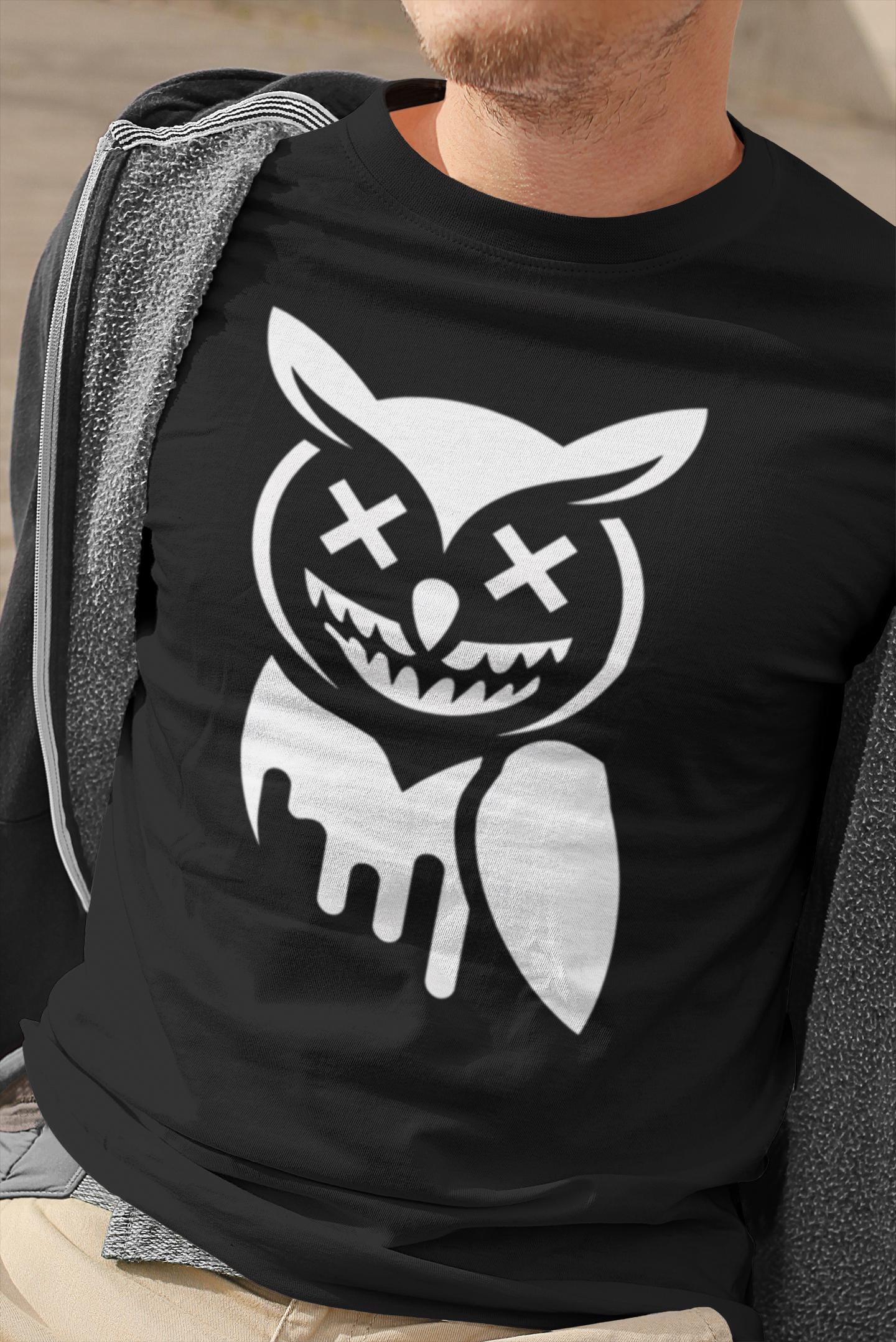 Spooky Owl Streetwear Shirt | Urban Graffiti Eule | Dark Aesthetic T-Shirt M&auml;nner | Festival &a