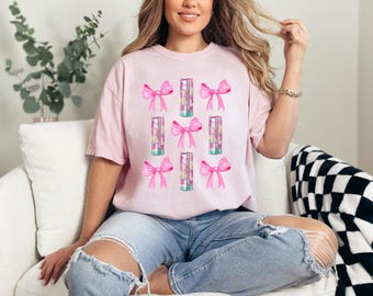 Alani Nu Shirt, Cotton Candy Shirt, Pink Coquette Bow Shirt.