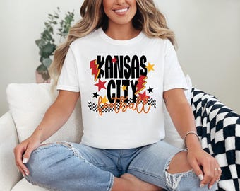 Kansas City Football Shirt, KC Football Shirt, Kansas City Checkered Shirt.