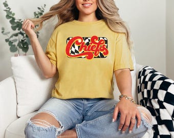 Kansas City Football Shirt, KC Football Shirt, Kansas City Checkered Shirt.