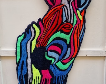Tappeto, fatto a mano, zebra, pop art, design, vivace, audace, colorato, unico, decorazione, arte contemporanea, tessile, moderno, arte.