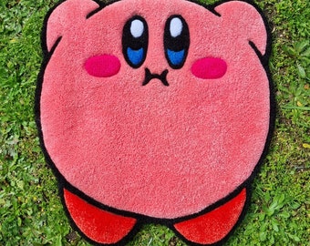 Tappeto, fatto a mano, tufting, Kirby, decorazione, casa, arte tessile, pezzo unico, design, creatività, artigianato, morbido, resistente.