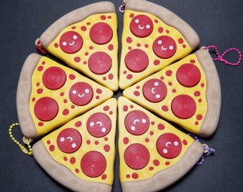 Portachiavi Fidget Clicker Pizza - Gadget Antistress Kawaii, Stampato in 3D, Suono ASMR, Idea Regalo Pizza al Salame, Strumento Sensoriale