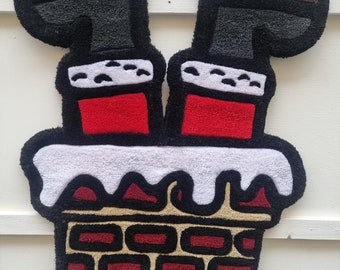 Tappeto fatto a mano Babbo Natale nel camino / Tappeto tafted / Tappeto decorativo per la casa / Tappeto su misura / Tappeto personalizzato