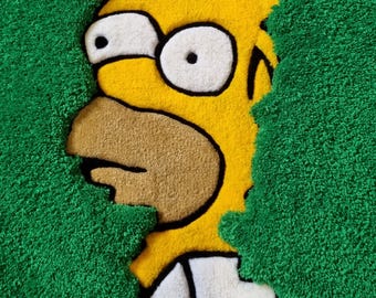 tappeto 3d Homer che entra nella siepe, tappeto fatto a mano morbidissimo