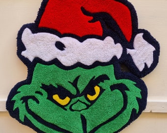 Tappeto natalizio Grinch / Tappeto natalizio / Decorazioni natalizie / Decorazioni per la casa / Tappeto fatto a mano / Grinchmas