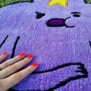 Alfombra Lumpy Space Princess, Hora de Aventuras, muebles, decoración, dibujos animados, hecha a mano, textil, suave, única, extravagante.