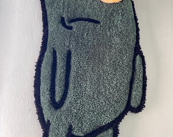 Tappeto Tufting Cattivo dei Cartoni 3D in Rilievo, Tappeto da Parete Verde Monocolo, Decorazione Nerd Pop Culture Realizzata a Mano, Rug