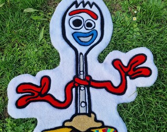 Tappeto, Forky, Toy Story, arredamento, casa, decorazione, film d'animazione, design, creatività, fatto a mano, tessile, morbido, unico.