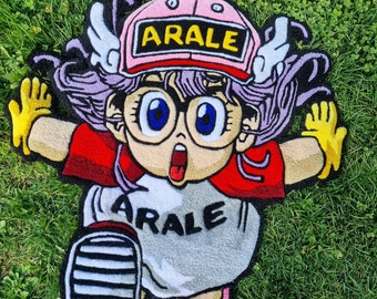 Tappeto, Arale, Dr. Slump, manga, anime, arredamento, decorazione, design, creatività, fatto a mano, tessile, morbido, unico,  eclettico.