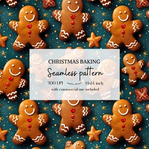 Motifs mignons de gingerbreads, Motifs de Noël sans bordure pour tous vos projets créatifs et professionnels, usage commercial inclus