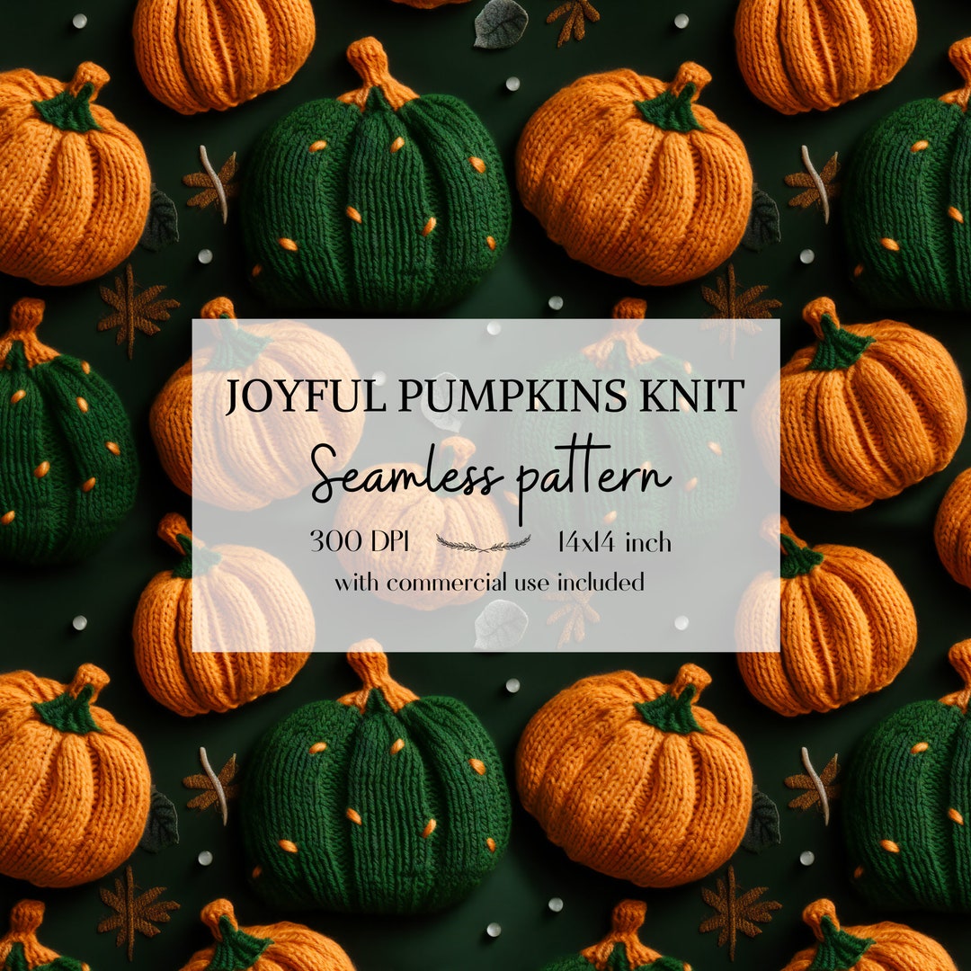 Pumpkin Seamless Pattern Png File, Faux Embroidery Png Seamless Pattern ...