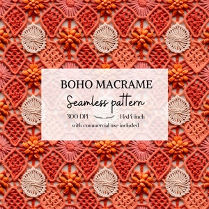 Illustration Boho imitation macramé, Motifs sans bordure pour tous vos projets créatifs et professionnels