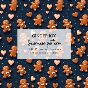 Motifs mignons de gingerbreads, Motifs de Noël sans bordure pour tous vos projets créatifs et professionnels, usage commercial inclus