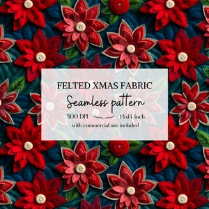 Illustration de fleurs de Noël imitation tissu feutré, image de Noël et d'hiver sans bordure pour tous vos projets créatifs