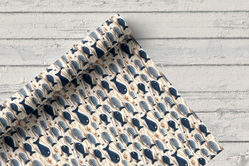 Nautical Seamless Pattern, faux embroidery png file, Embroidery seamless pattern, Ocean seamless pattern, With commercial use image 10