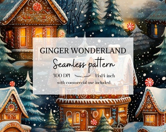 Christmas seamless pattern, Winter seamless pattern, Seamless Christmas pattern, Seamless gingerbread, Seamless pattern, With commercial use