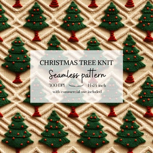 Motifs mignons de sapins de Noël en tricot, Motifs de Noël sans bordure pour tous vos projets créatifs, usage commercial inclus