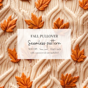 Illustration de feuilles d'automne imitation tricot et broderie, Motifs sans bordure pour tous vos projets créatifs et professionnels