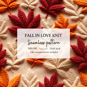 Illustration de feuilles d'automne imitation tricot et broderie, Motifs sans bordure pour tous vos projets créatifs et professionnels