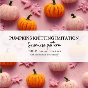 Illustration de citrouilles imitation tricot, image d'automne sans bordure pour tous vos projets créatifs et professionnels