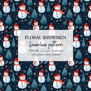 Motifs mignons de bonhommes de neige, Motifs de Noël sans bordure pour tous vos projets créatifs et professionnels, usage commercial inclus