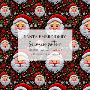 Illustration de père noël imitation broderie, image de Noël et d'hiver sans bordure pour tous vos projets créatifs et professionnels