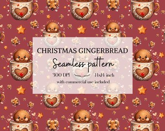 Christmas seamless pattern, Winter seamless pattern, Seamless Christmas pattern, Seamless gingerbread, Seamless pattern, With commercial use