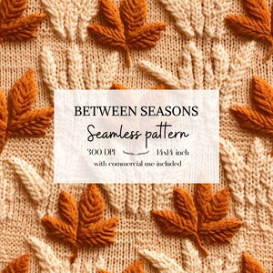 Illustration de feuilles d'automne imitation tricot et broderie, Motifs sans bordure pour tous vos projets créatifs et professionnels