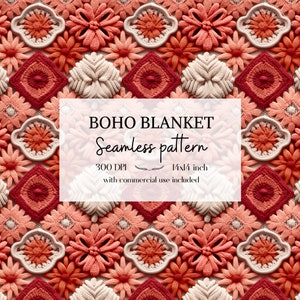 Illustration Boho florale imitation tricot et broderie, Motifs sans bordure pour tous vos projets créatifs et professionnels