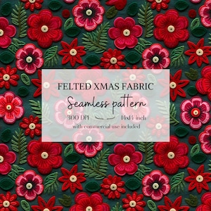 Illustration de fleurs de Noël imitation tissu feutré, image de Noël et d'hiver sans bordure pour tous vos projets créatifs
