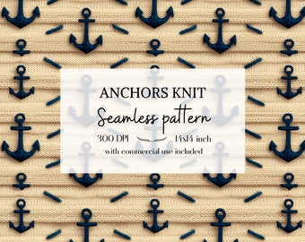 Nautical Seamless Pattern, faux embroidery png file, Embroidery seamless pattern, Ocean seamless pattern, With commercial use