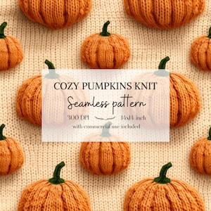 Illustration de citrouilles imitation tricot, Motifs sans bordure d'automne pour tous vos projets créatifs