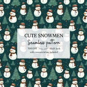 Motifs mignons de bonhommes de neige, Motifs de Noël sans bordure pour tous vos projets créatifs et professionnels, usage commercial inclus