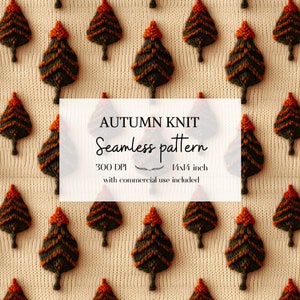 Illustration d'arbres d'automne imitation tricot et broderie, Motifs sans bordure pour tous vos projets créatifs et professionnels