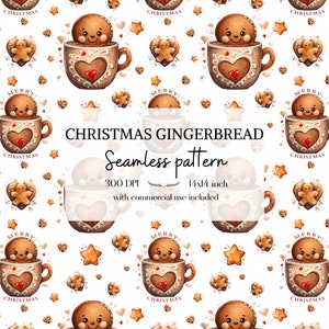 Motifs mignons de gingerbreads, Motifs de Noël sans bordure pour tous vos projets créatifs et professionnels, usage commercial inclus