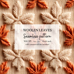 Illustration de feuilles d'automne imitation tricot et broderie, Motifs sans bordure de feuilles d'érable pour tous vos projets créatifs