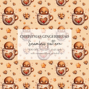 Motifs mignons de gingerbreads, Motifs de Noël sans bordure pour tous vos projets créatifs et professionnels, usage commercial inclus