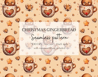 Christmas seamless pattern, Winter seamless pattern, Seamless Christmas pattern, Seamless gingerbread, Seamless pattern, With commercial use