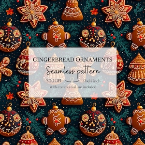 Motifs mignons de gingerbreads, Motifs de Noël sans bordure pour tous vos projets créatifs et professionnels, usage commercial inclus