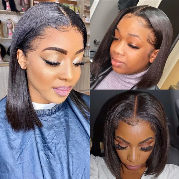 Lace Wig Short Straight Pré-plumé