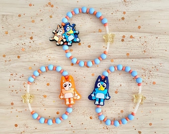 LAST BATCH! Kids Sensory Fidget Bracelet, Blue and Orange Dog Bracelet, Sliding Bead, Silicone Bead, Toddler Bracelet, Toddler Jewelry