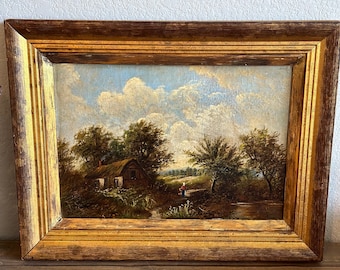 Original 19th c. Antique Oil Painting, Norwich School Landscape