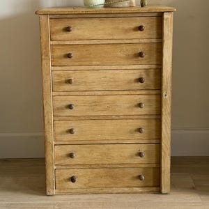 Antique Seven Drawer English Pine Wellington Chest/Cabinet