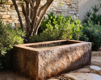 Large antique limestone troughs/planters