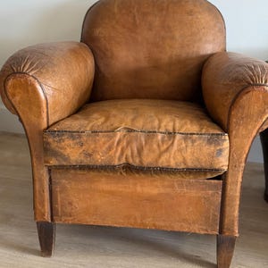 Antique Pair French Leather Chairs