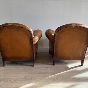 Antique Pair French Leather Chairs