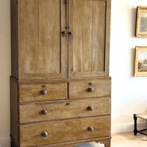 Antique English Pine Linen Press