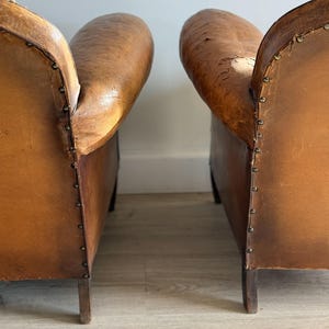 Antique Pair French Leather Chairs