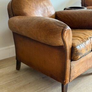 Antique Pair French Leather Chairs